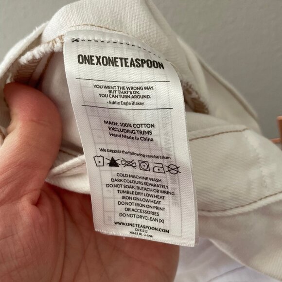 One Teaspoon Wild Thing Skirt Size 25 XS White Denim Festival Wrap Mini Jean - Picture 8 of 9